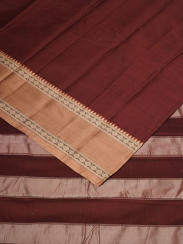 Brown Cream Narayanpet Cotton Handloom Saree
